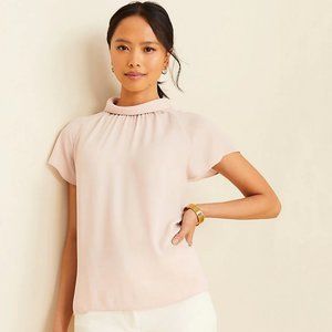 NWT - Ann Taylor Mock Neck Flutter Sleeve Top